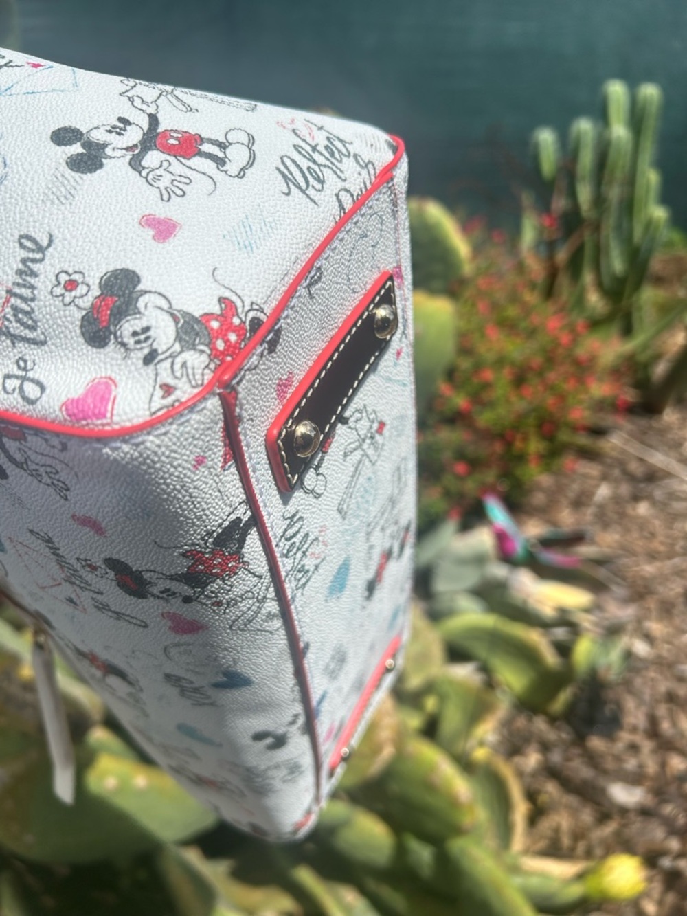 Disney White Minnie Mouse Print Satchel with Pink and Red Accents - Picture 5 of 8